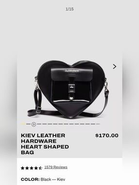 NWT Dr. Martens Kiev Leather Hardware Heart Shaped Convertible Bag in Black